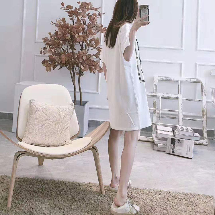 Moschino T-shirt Loose Cotton Embroidered Letter Dress