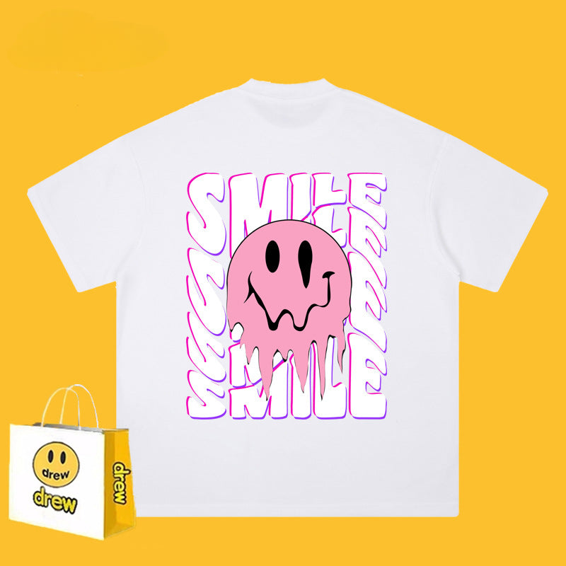 Drew T-shirts Drew Short Sleeve Letter Smiley Face Short