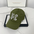 Palm Angels hats flame alphabet palm tree embroidered distressed baseball cap