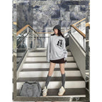 Askyurself Hoodie Gray Letters Printed Simple Bathroom Hoodie