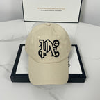 Palm Angels hats flame alphabet palm tree embroidered distressed baseball cap