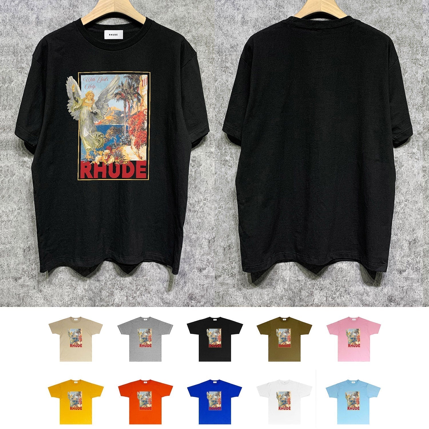 Rhude T-shirts Printed Trendy Pure Cotton