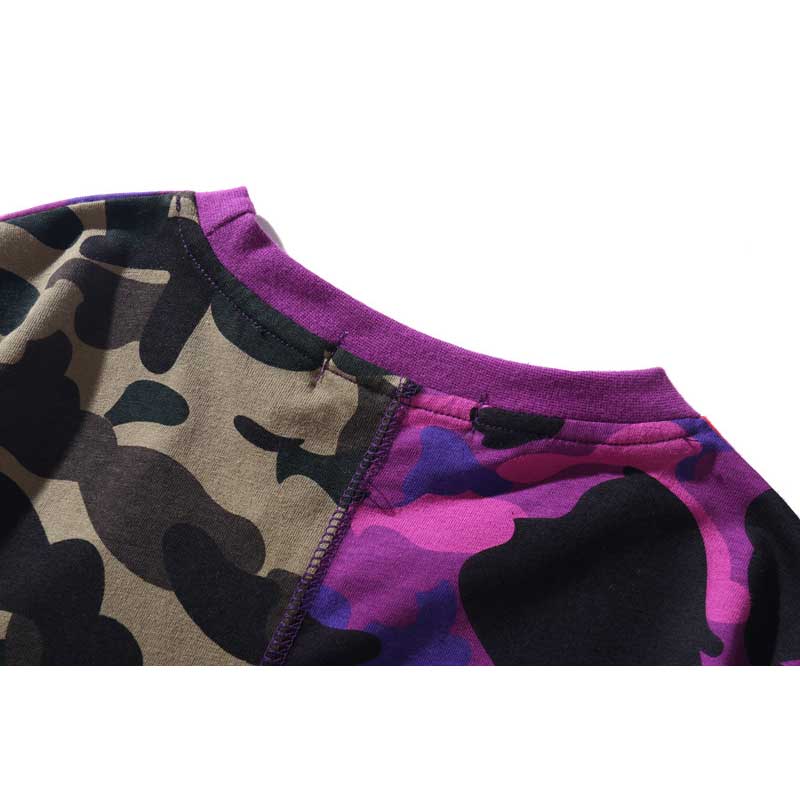 Bape Bearbrick T-Shirt Summer Shark Camouflage Patchwork Stitching T-Shirt