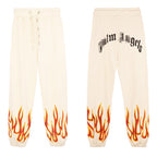 Palm Angle Pants Palm Angels Flame Letter Logo Casual Trousers for Men and Women