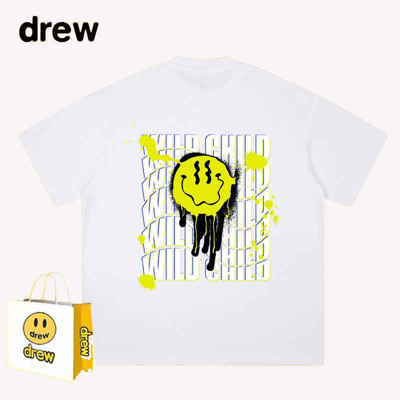 Drew T-shirts Smiley Face Alphabet Graffiti Print