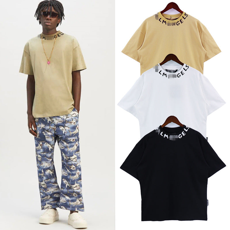 Palm Angels T-shirt Collar Letter Print Short Sleeve T-shirt