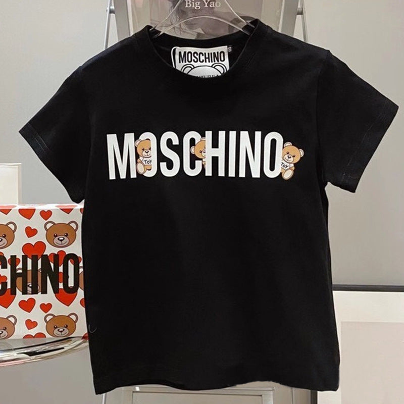 Moschino T-shirt Bear Pattern T-shirt Short Sleeve Couple Style