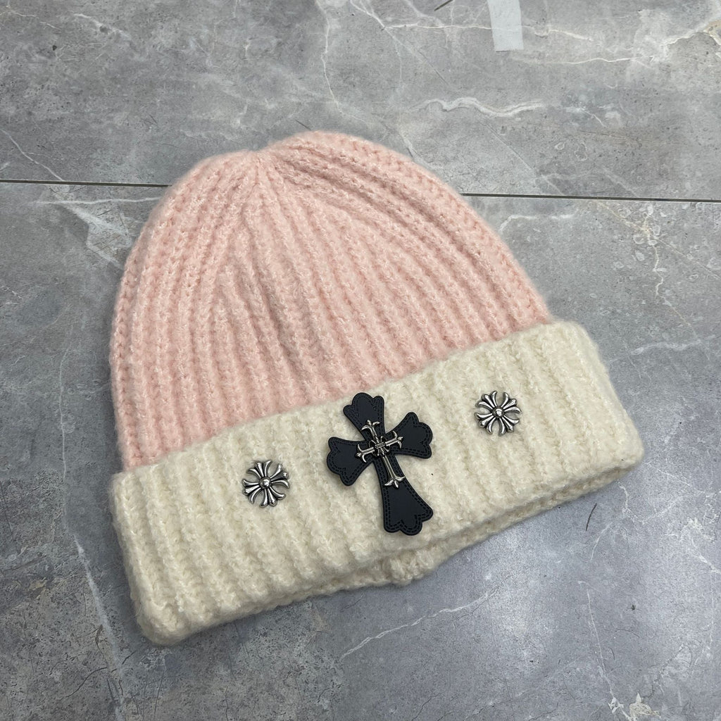 Chrome Heart Beanie Cross Knitted Hat Warm Couple Cold Hat Windproof Ear Protectors