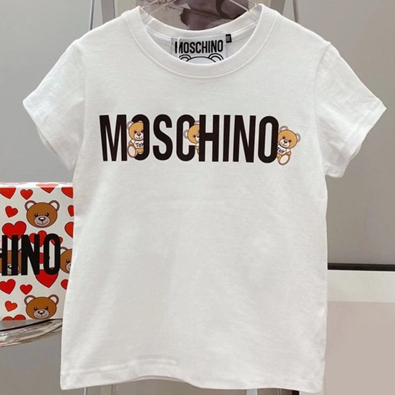 Moschino T-shirt Bear Pattern T-shirt Short Sleeve Couple Style