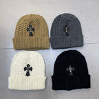 Chrome Heart Beanie Twist Wool Knitted Hat Ear Protector Headcap