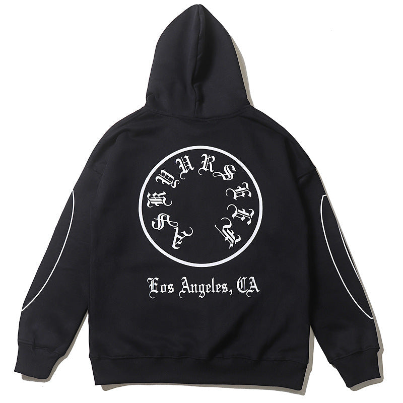 Askyurself Hoodie Men's Clothing Hip Hop Print Velvet Padded Hooded Sweatshirt