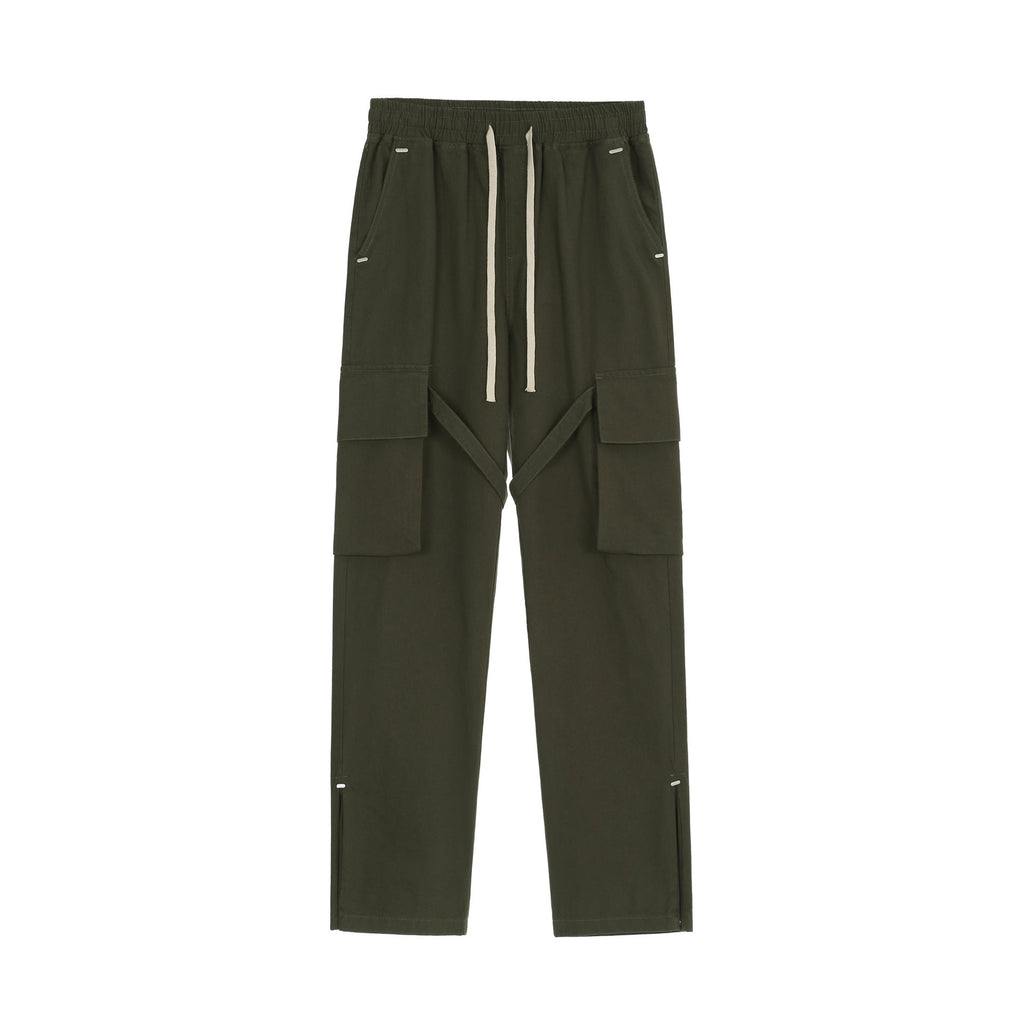 Askyurself Pant Loose Casual Straight-Leg Drawstring Overalls Trousers