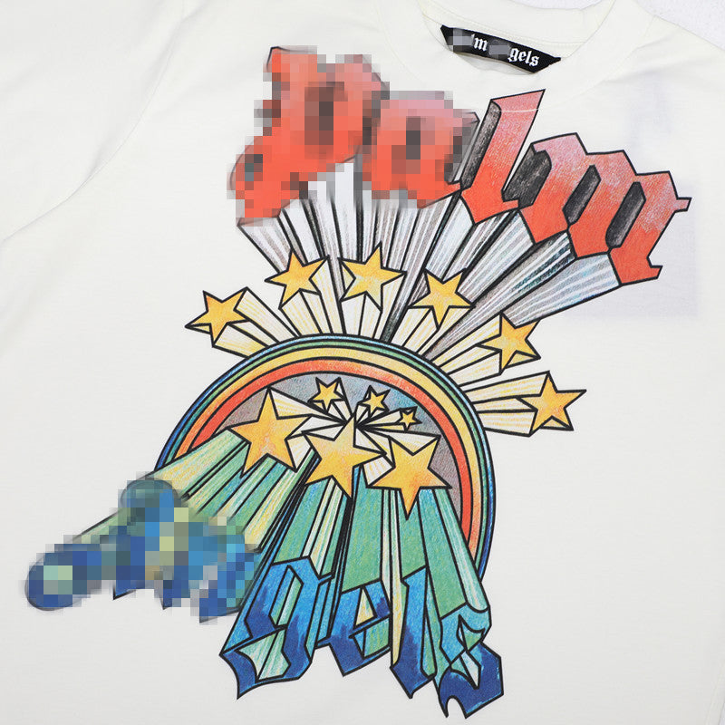 Palm Angels T-shirt Rainbow Star Letter Print Short Sleeve T-shirt