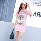 Moschino T-shirt T-shirt Dress Loose Cotton Embroidered Letter Dress