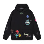 Chrome Heart Hoodie Chrome Hearts Colored Cross Leather Sanskrit Hooded Sweater