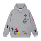 Chrome Heart Hoodie Chrome Hearts Colored Cross Leather Sanskrit Hooded Sweater
